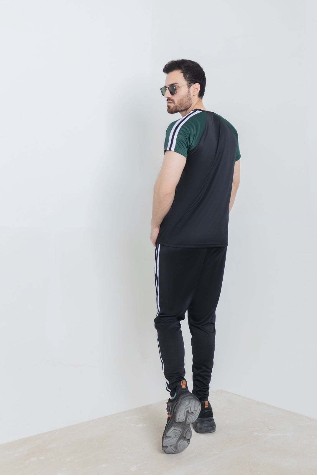 Black Green Stripes Ways Tracksuit