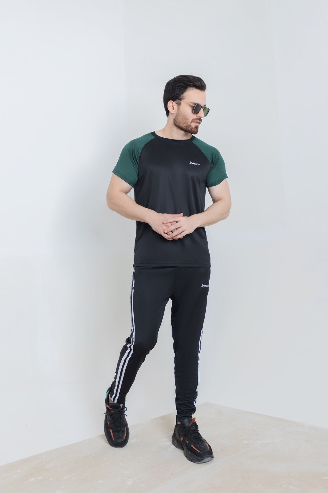 Black Green Stripes Ways Tracksuit