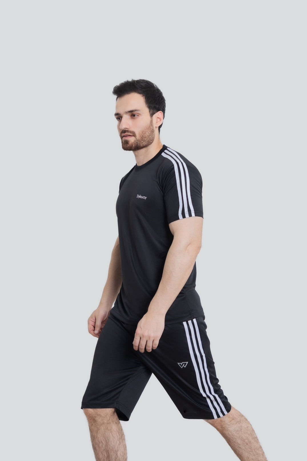 Black Stripes Ways T Short Tracksuit