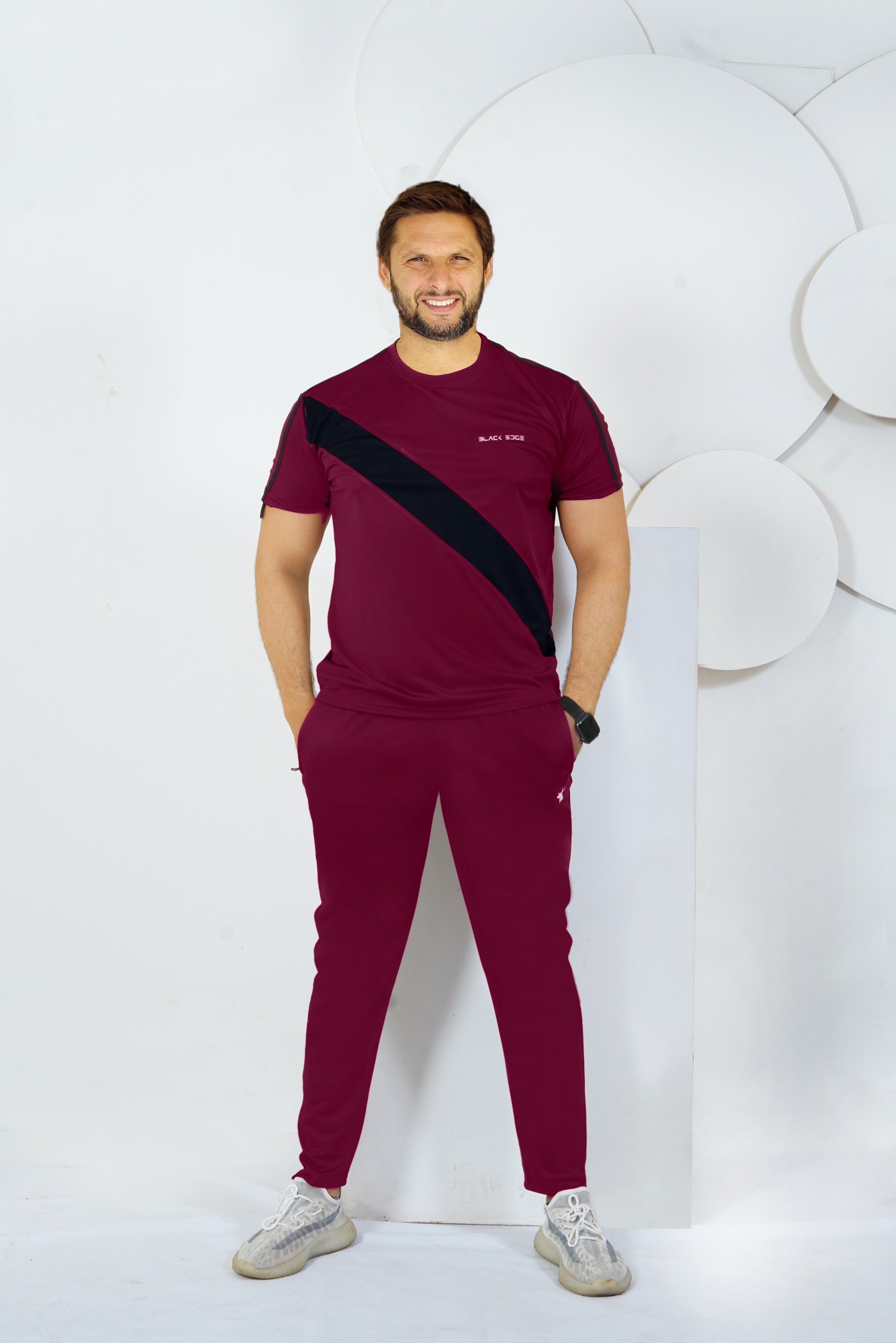 Premium Black Edge Maroon Cross Dry-fit  ( BE-M05 )