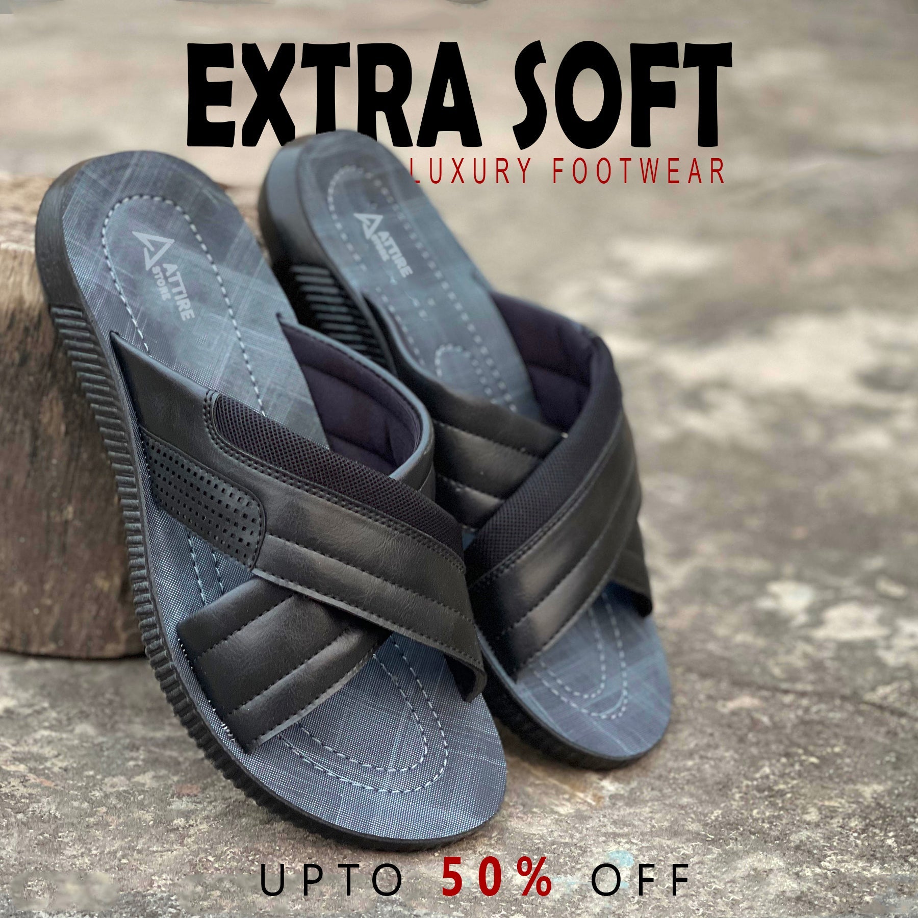 Grey Black - Cross Runs - Softy - Chappal RN-165